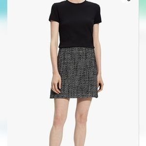 Theory womens black and white tweed mini skirt size 8